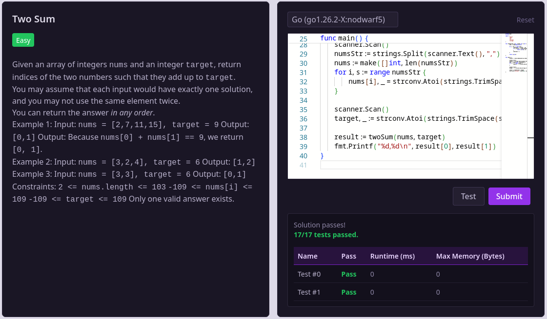 Two Sum UI Overview